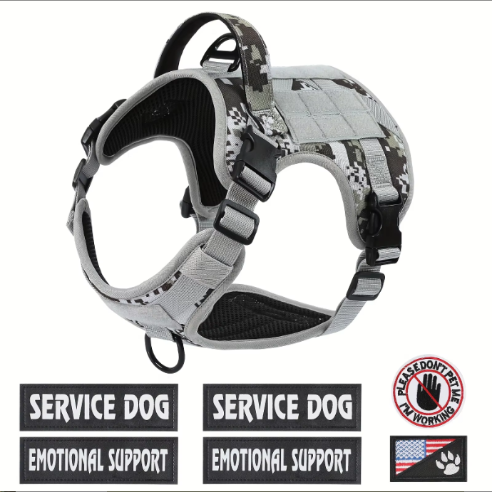 Hiphoppet US Local Tactical Service Dog Harness Vest Adjustable Reflective No Pulling Large Dog Harness With Metal Buckl