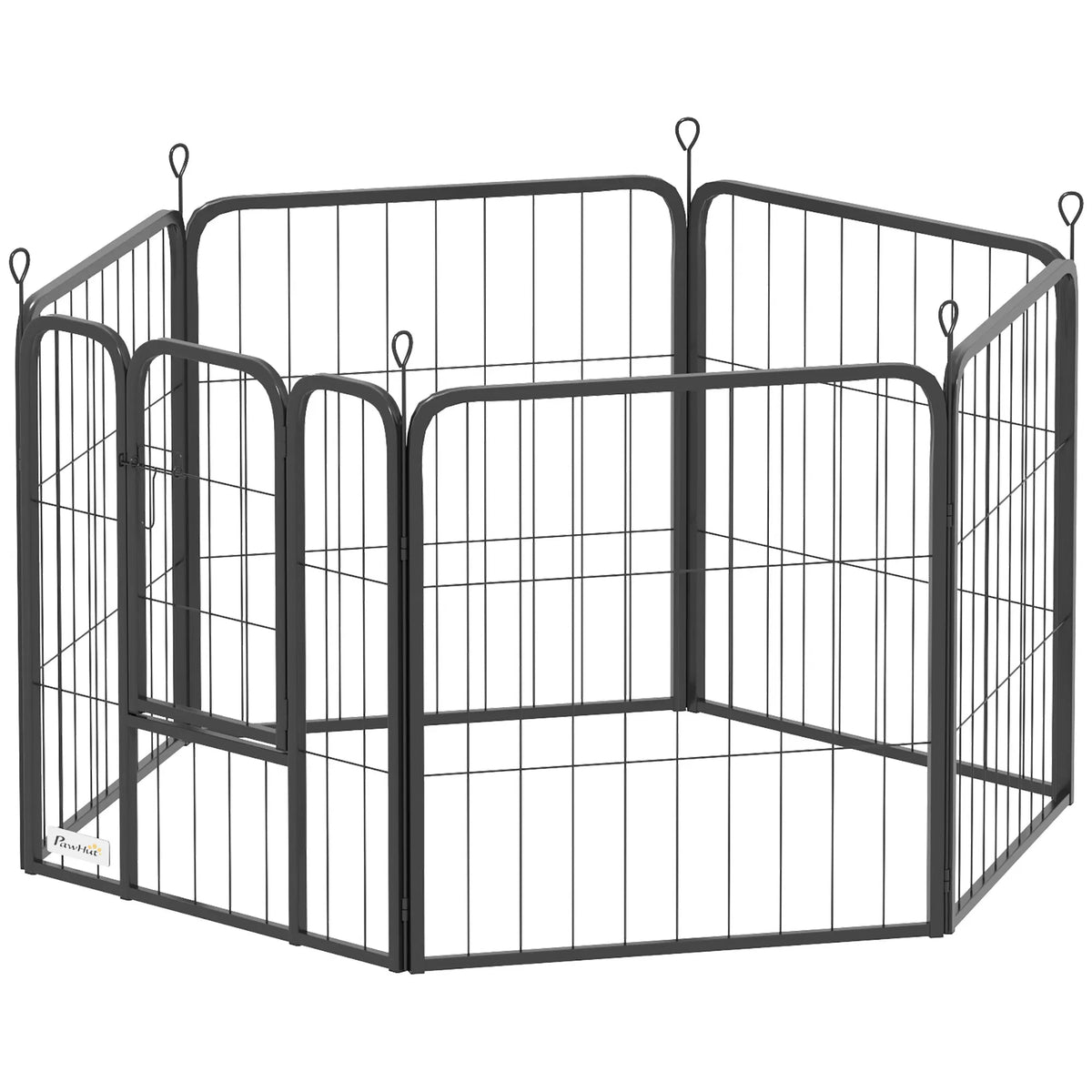 6 Panels Heavy Duty Dog Playpen Outdoor Indoor with Door & Strap, 24" Height Portable & Foldable Pet Playpen