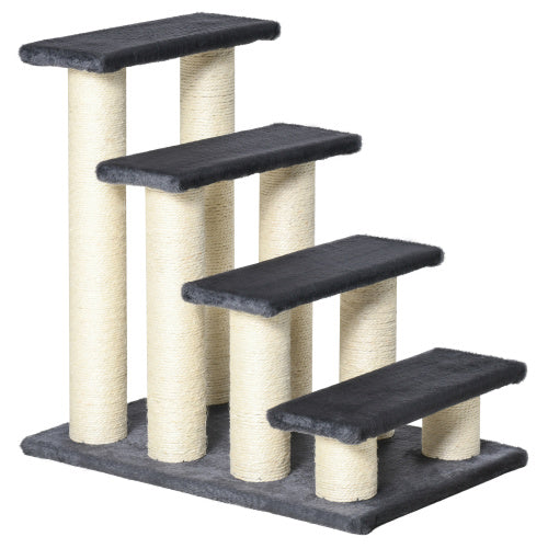 PawHut Cat Tree With 4 Steps For High Beds Couch, Cute Stair Shaped Cat Tree For Indoor Cats Or Dogs W Sisal Scratching