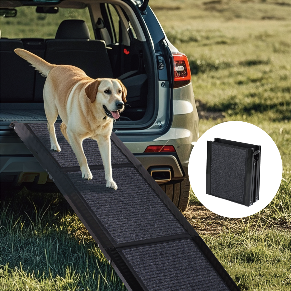 Dog Ramp For Car 65inchX17.2inch Large Folding Pet Stair Ramps For Truck, SUV, With Non-Slip Surface, Up To 250LBS, Outd