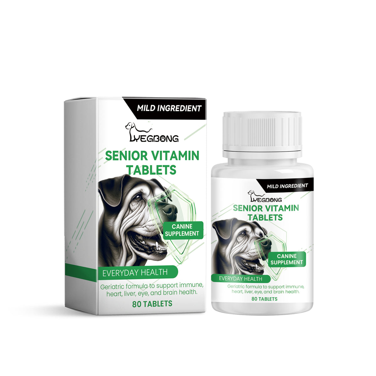Senior Dog Vitamin Tablets, Multivitamin Supplement For Older Dogs, Support Immunity, Eyes, Skin & Bone Health, 80 Chewa