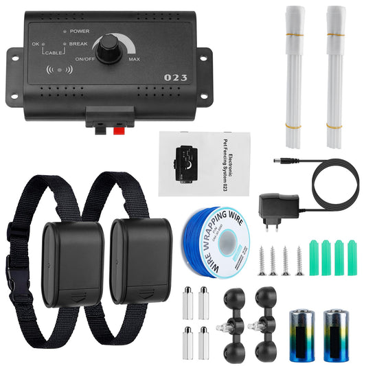 1Set Electric Dog Fence System Pet Tone Shock Boundary Containment Water Resistant Collar Receiver For Small Medium Larg