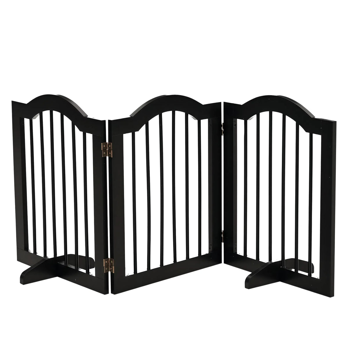 24"H Foldable Dog Gate, 3 Panels Freestanding Pet Gate Barriers Indoor with Support Feet, Puppy Fence for Small Dogs, Bl