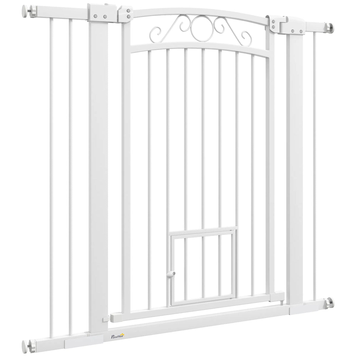 Dog Gate, Walk Through Pet Gate w/ Small Pet Door, Auto Close, for Doorways, House, Stair, 30"-41" W x 38" H