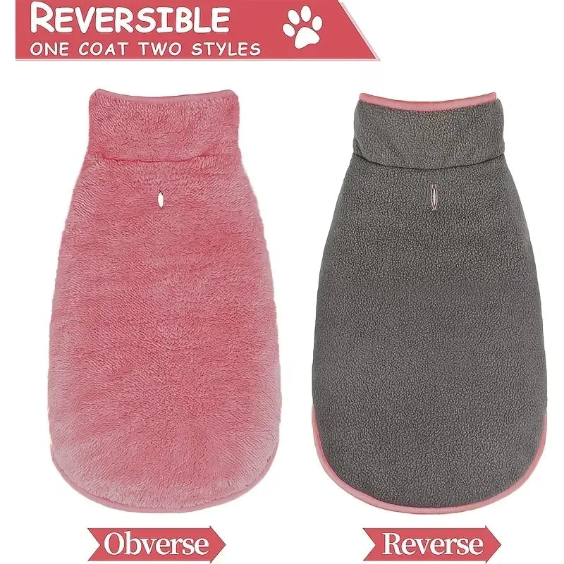 Double-sided fleece windproof and warm dog winter coat (pink/XXL) Snow