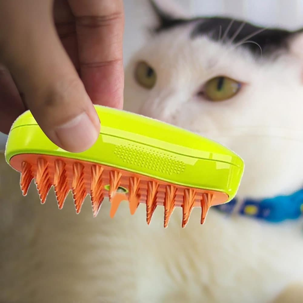 Yellow Multifunctional Pet Steam Grooming Brush | Cats & Dogs