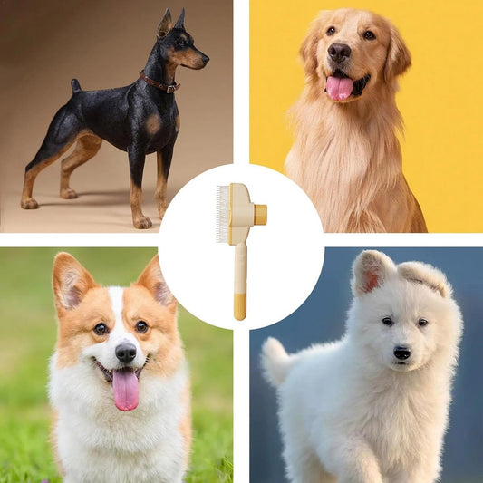 Yellow Self-Cleaning Pet Slicker Brush | Dog & Cat