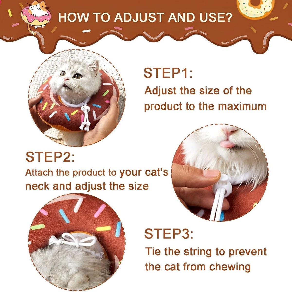 Brown Donut-Shape Protective Recovery Collar for Cats | Post-Surgery