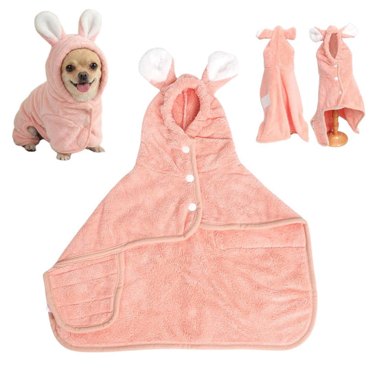 Puppy Bathrobe with Hood | S Pink