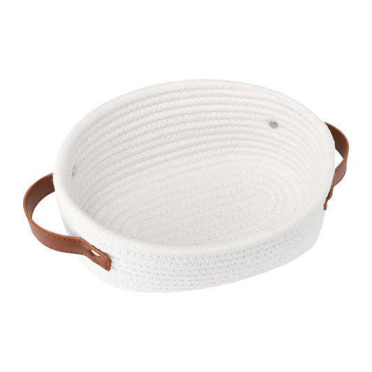 Cat Ears Pet Toy Organizer Basket | Woven Cotton Rope | 13 Inch White