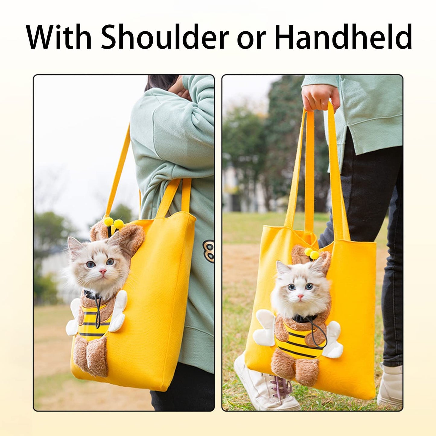 Bee-Shaped Pet Canvas Shoulder Carrier Bag | Outdoor Pet Tote | Large
