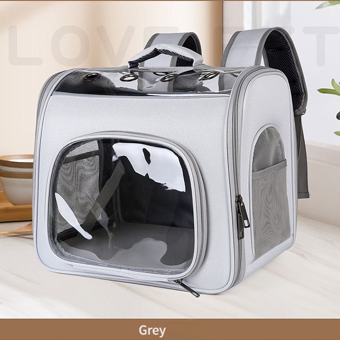 Pet Backpack Portable Transparent Foldable Comfort Design Hands-Free | BLUE