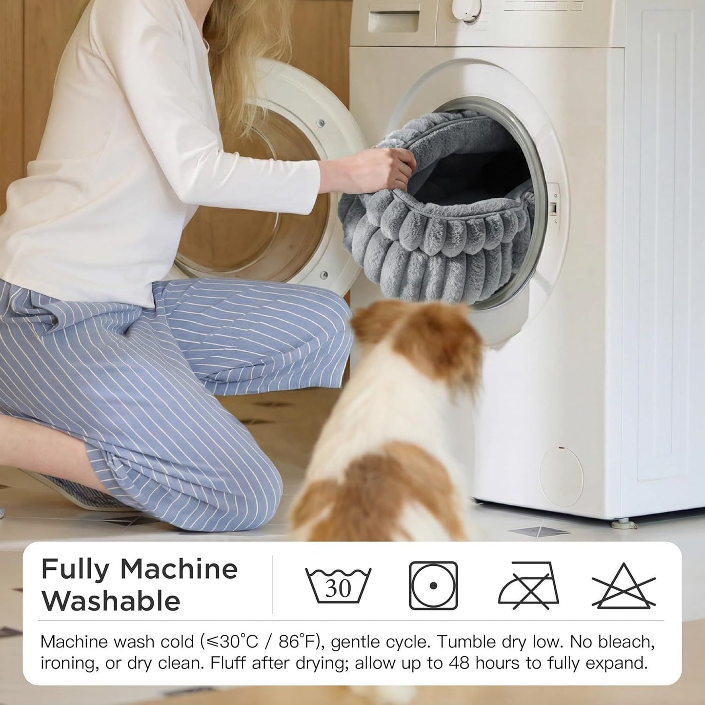 Cat Bed, Washable Round Cute Cat Beds for Indoor Cats | Gray