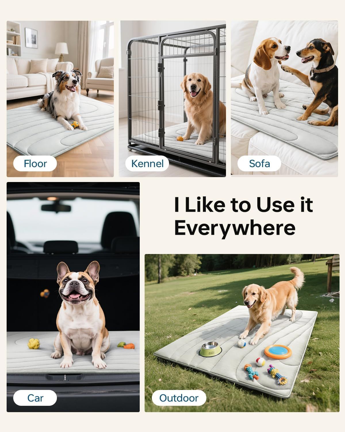 Cooling Mat for Dogs, 48" x 28" Self-Cooling Dog Bed with Arc-Chill | Grey