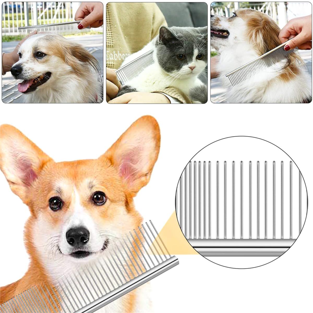 4 PCS Stainless Steel Pet Dematting Comb Set | Dogs & Cats