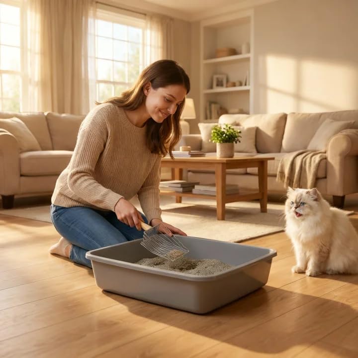 Premium Metal Cat Litter Scoop | 5X Speed Sifter | Silver