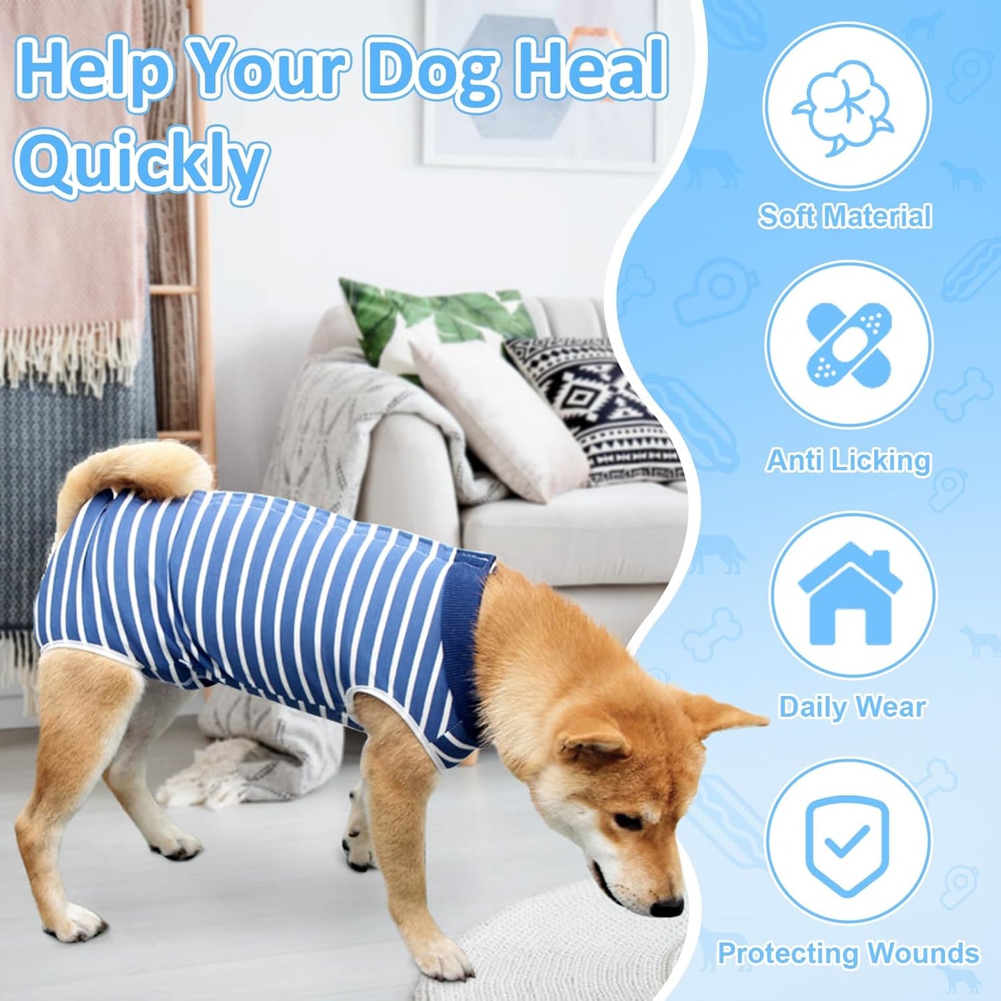Dog Surgery Recovery Suit | Breathable Abdominal Wound Wear | S/M
