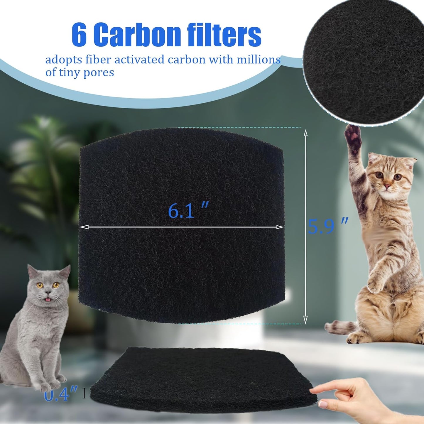 Cat Litter Box Carbon Filters 6-Pack