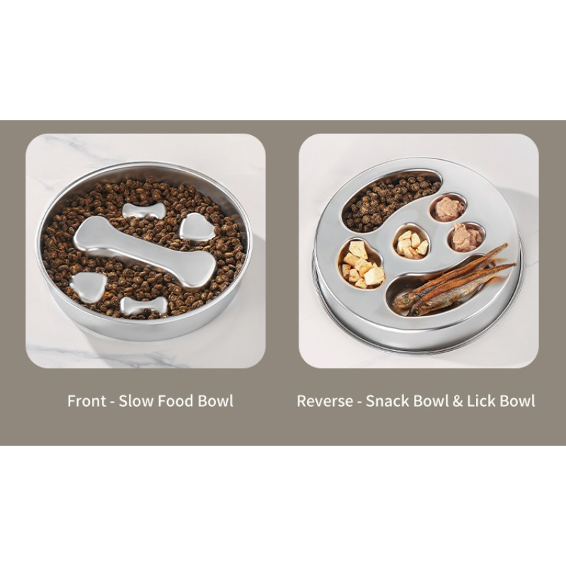 2-Piece Stainless Steel Slow Feeder Set for Pets | Design (3)