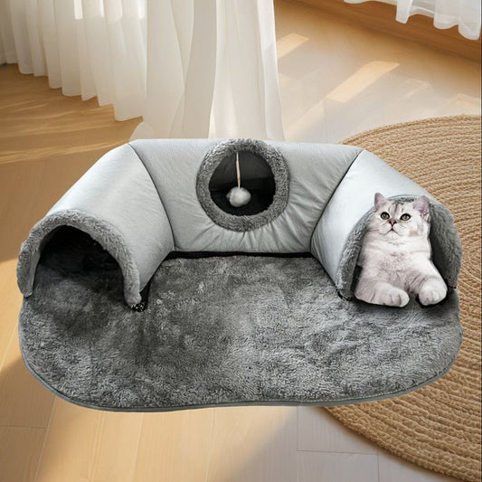 Warm Cat Tunnel Bed | Autumn/Winter Plush | Medium
