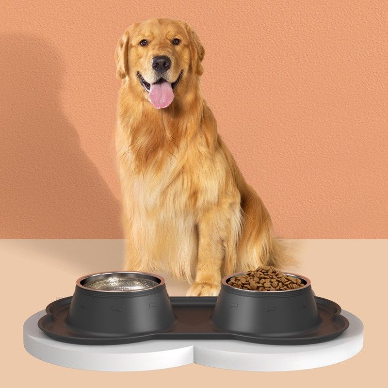 Anti Tip Stainless Steel Dog Bowl 2 in 3 Food Water Bowl