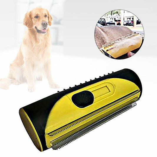 Yellow Pet Deshedding Roll Comb | Self-Cleaning | Cats & Dogs | Fur