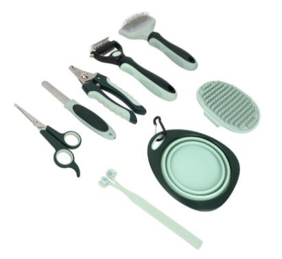Grey & Green 8-Piece Pet Grooming Kit