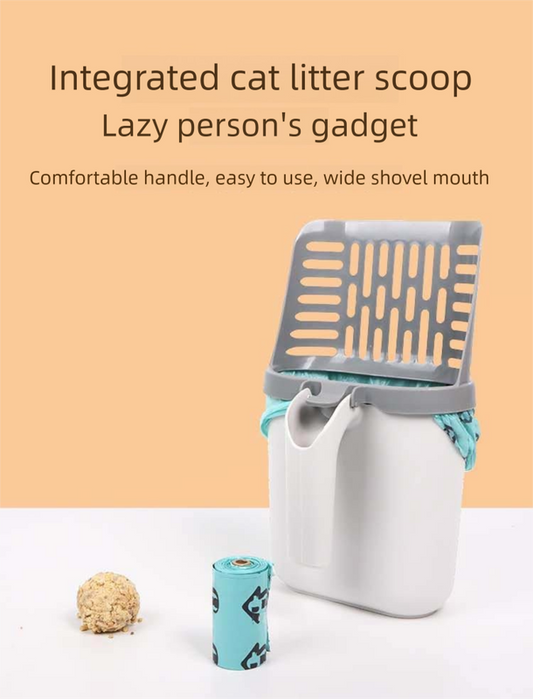 Grey 2-in-1 Cat Litter Scoop with Integrated Waste Bin | Detachable Kit
