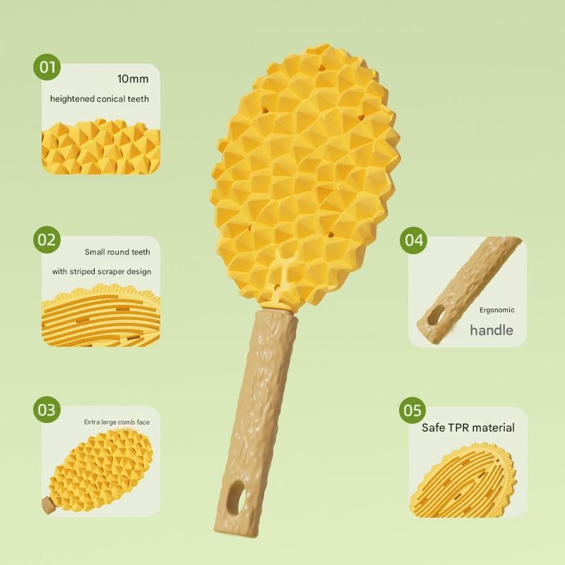Green & Yellow Durian Pet Massage Grooming Brush 2-Pack | Cats & Dogs