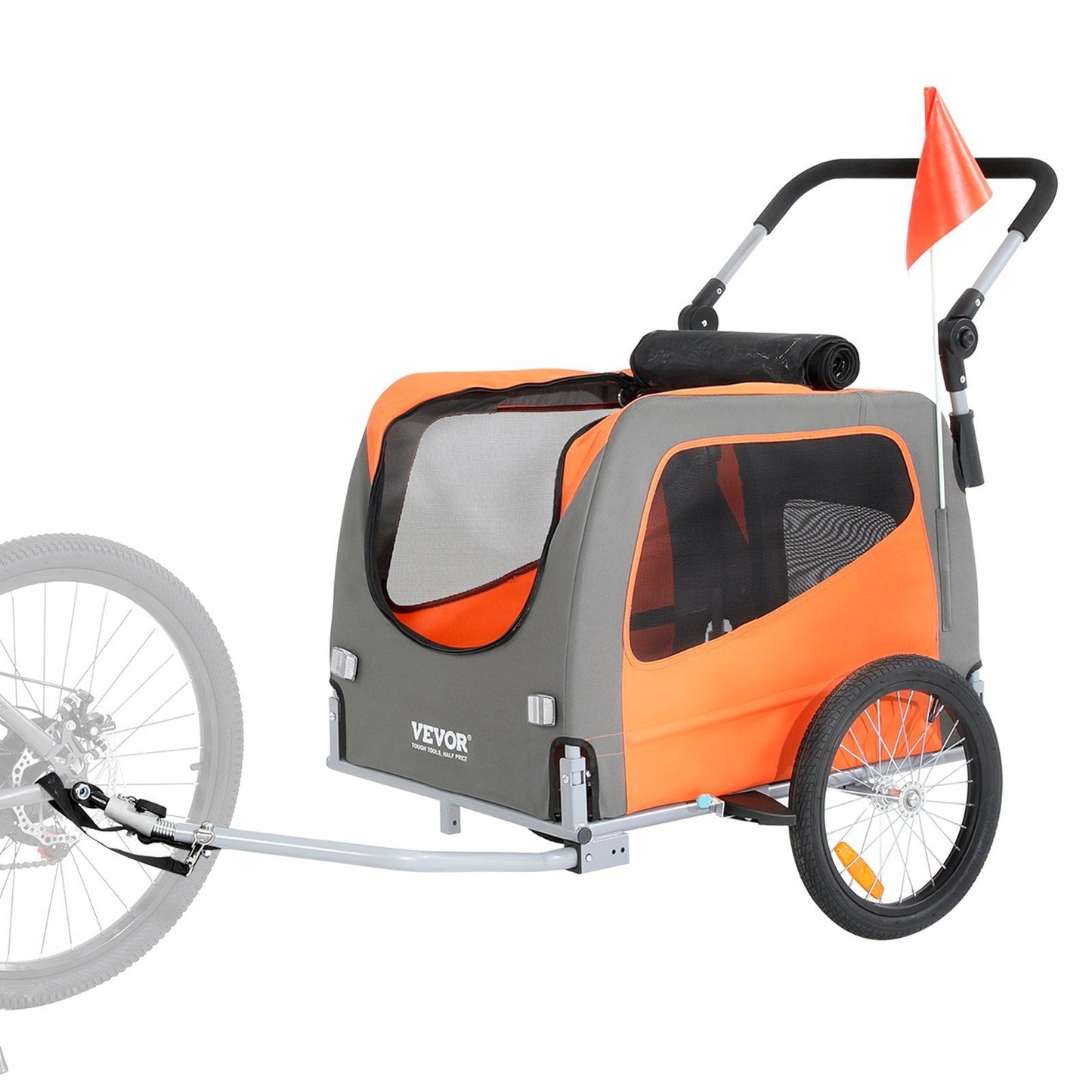 Dog Bike Trailer | 30KG Capacity | Orange/Gray