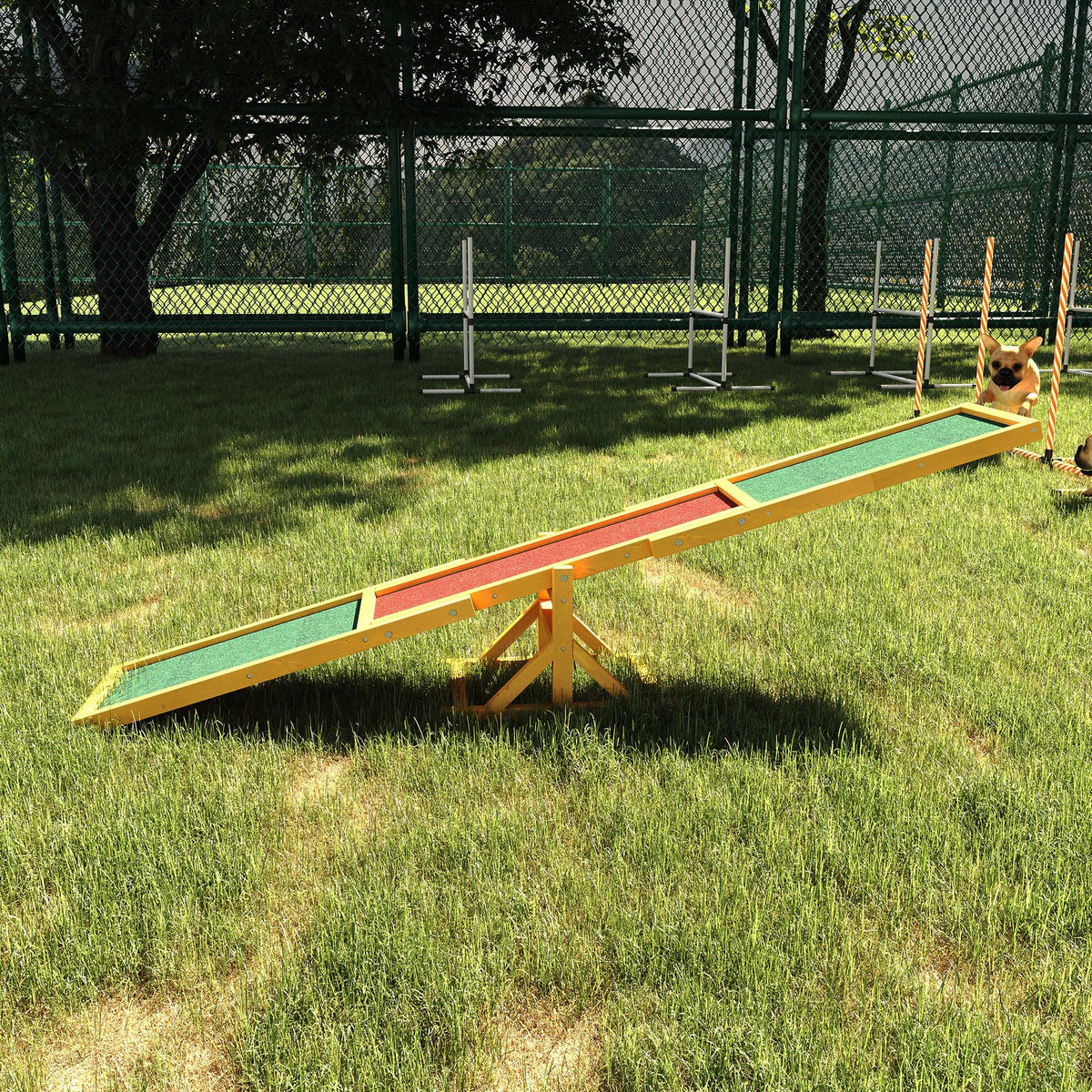 Wooden Dog Agility Seesaw for Balance Training and Exercise, Platform Equipment Run Game Toy, Weather Resistant Pet Supp