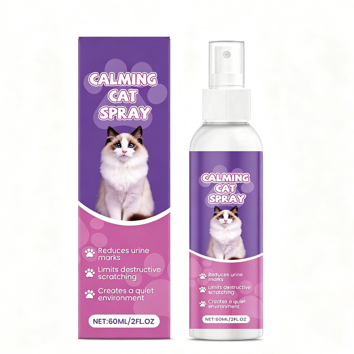 Calming Cat Spray, 60ML Natural Cat Anxiety Relief Spray For Stress & Bad Behavior Correction Product Bullet Points Natu