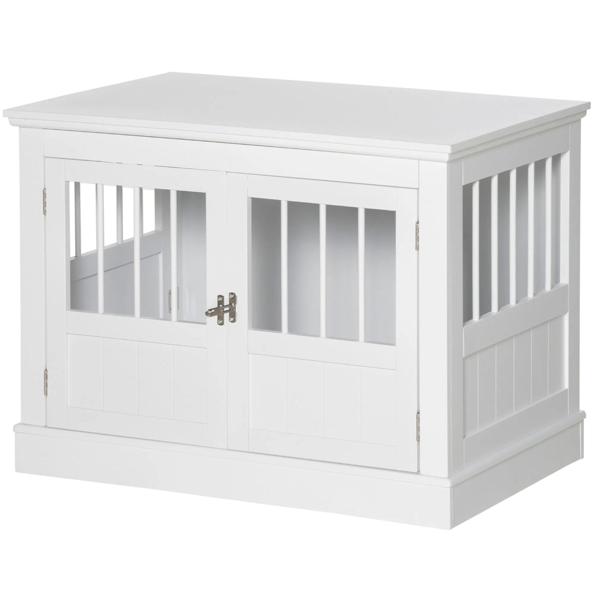 31" Dog Crate Furniture End Table with Three Doors for Small Dogs, White