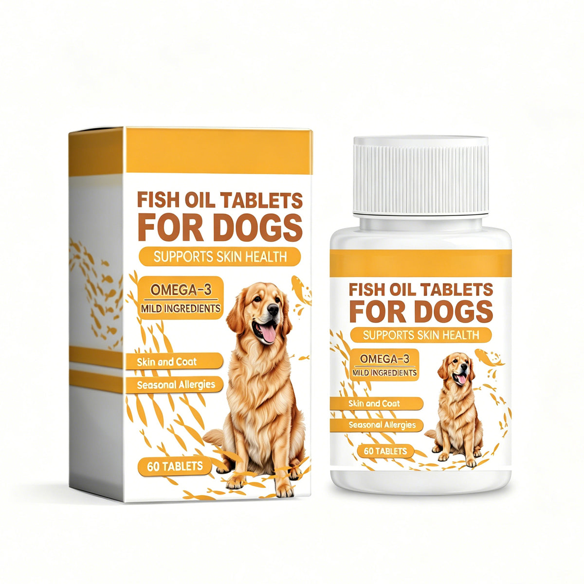 Dog Fish Oil Chewable Tablets,3 Skin & Coat Supplement For Itchy Skin, Seasonal Allergies, Support Bone, Digestion & Rep