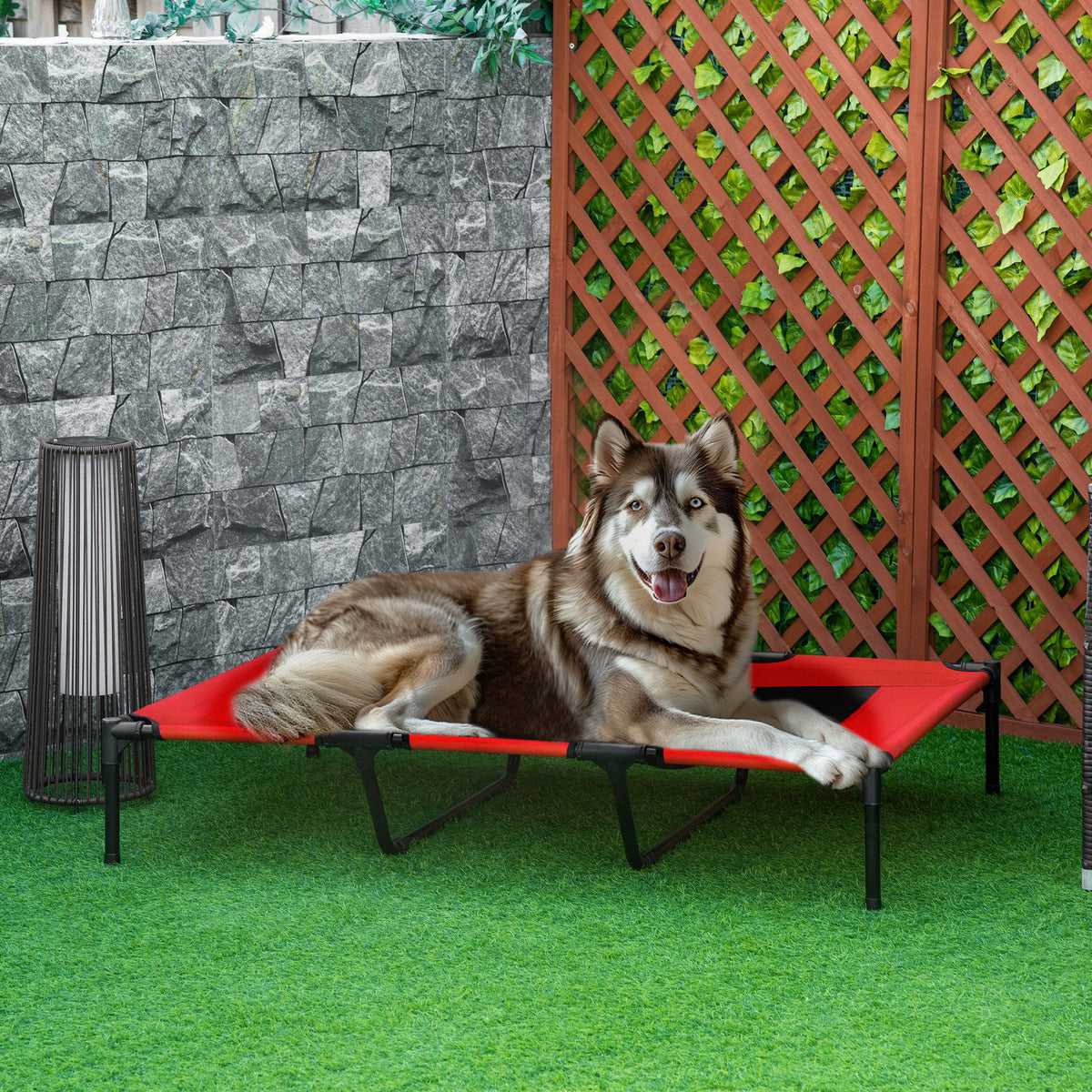 XL Elevated Dog Bed, Outdoor Raised Dog Bed, Portable Pet Cot w/Carry Bag Metal Frame Breathable Mesh Indoor and Outdoor