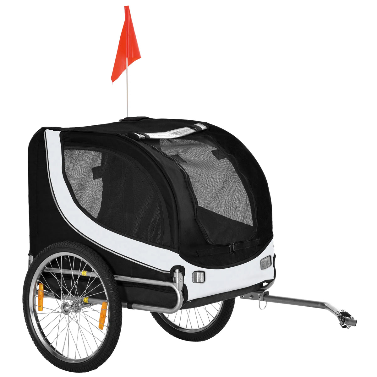 Dog Bike Trailer, Pet Cart Bicycle, Wagon Cargo Carrier Attachment with Hitch, Reflectors, Flag for Medium Dogs, Pet Whe