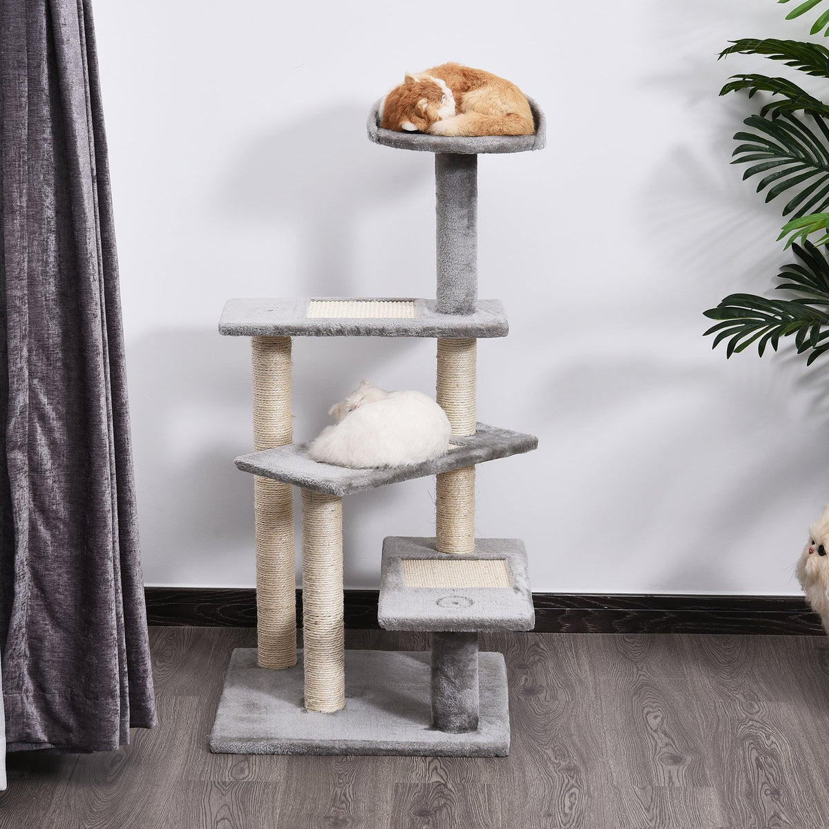 40" 5-Level Revolving Stair Cat Tree Scratcher Climbing Activity Tower with Play Center and Resting Perch - Gray