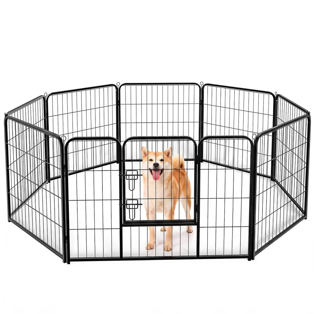 Dog Playpen Indoor Fence Height Metal Exercise Pen with Door Small Puppy/Medium/Large Dogs Animal Pet for Outdoor, Garde