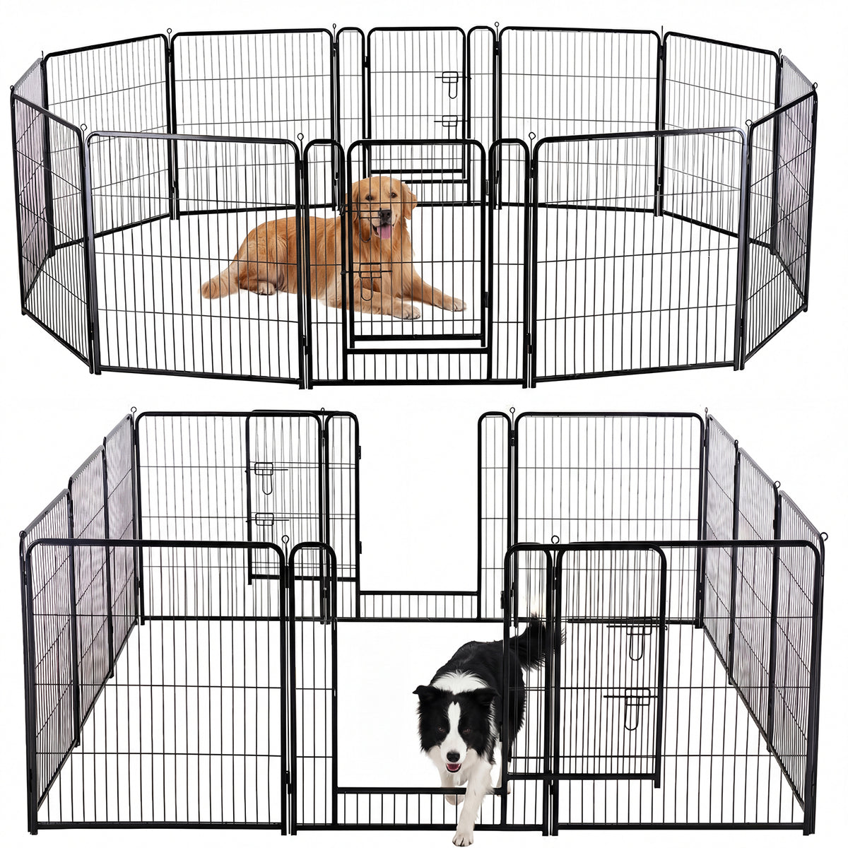 Metal Material, Foldable Pet Fence With A Door, Suitable For Small, Medium And Large-sized Dogs Outdoors