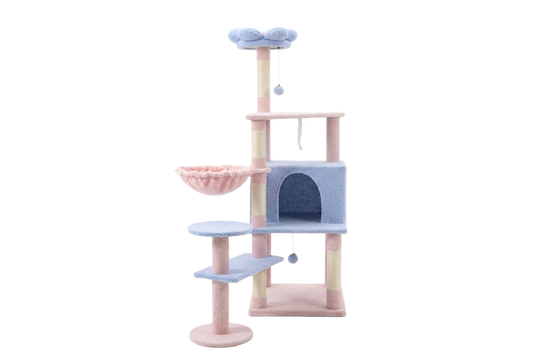 Flower Cat Tree With Large Condo Removable Flower Cushion And Hammock Blue