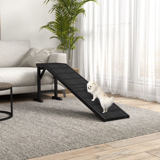 Dog Ramp w/ Non-Slip Carpet and Top Platform, 74" x 16" x 25", Black
