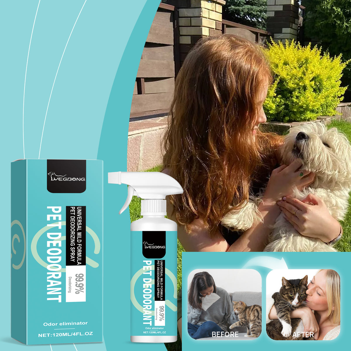 Pet Deodorant Spray, Gentle Pet Odor Eliminator For Dogs & Cats, Instantly Remove Bad Smell For Pet Bedding, Carpet & Ho