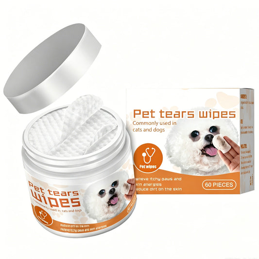 Pet Tear Stain Wipes For Dogs & Cats, Natural Aloe & Chamomile Extract Gentle Eye Cleaning Wipes, Hypoallergenic Non-Irr