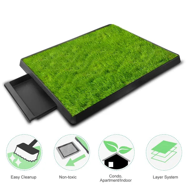 Dog Toilet Indoor Puppy Training Pad, Dog Potty Pet Training Grass Mat, Removable Waste Tray For Easier Clean Up, Artifi