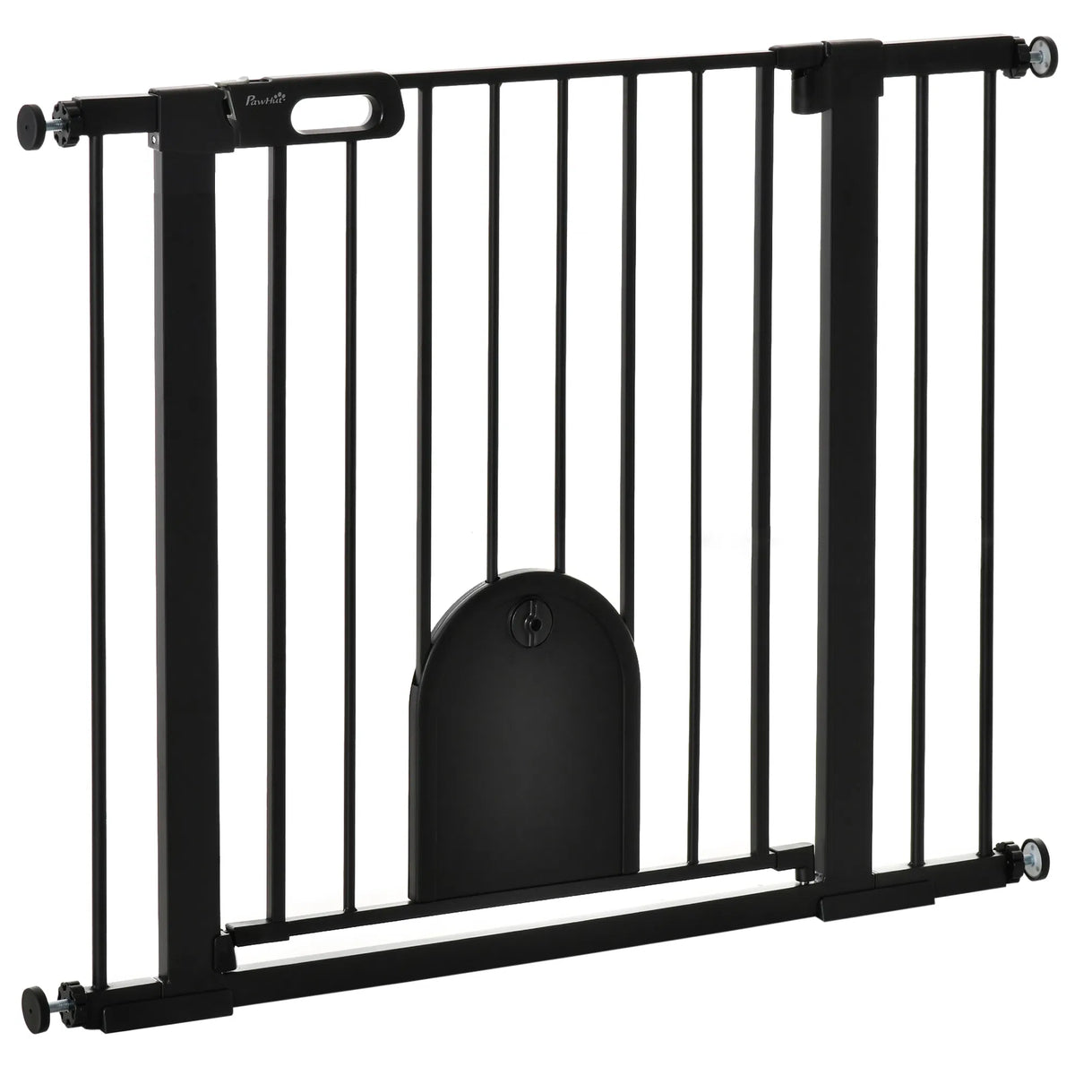 30"-41" Extra Wide Pet Gate Barrier with Small Door, 30"H Dog Gate with Safety Gate Barrier, Stair Pressure Fit, Black