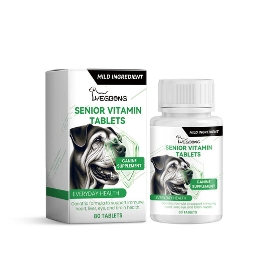 Senior Dog Vitamin Tablets, Multivitamin Supplement For Older Dogs, Support Immunity, Eyes, Skin & Bone Health, 80 Chewa