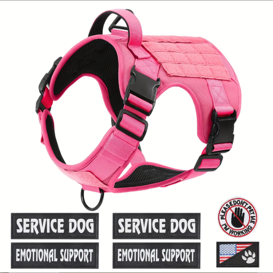 Hiphoppet US Local Tactical Service Dog Harness Vest Adjustable Reflective No Pulling Large Dog Harness With Metal Buckl