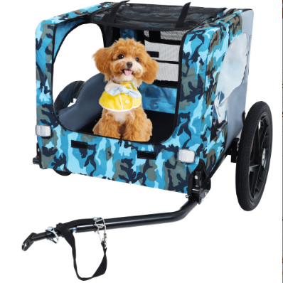 Utdoor Heavy Duty Collapsible Pet Bike Trailer With 16-Inch All Terrain Wheels & Universal Hitch Foldable Dog Cargo Carr