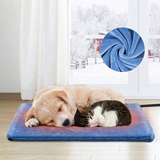 Pet Heating Pad For Dogs & Cats, 48 X 23.6in Waterproof Indoor Outdoor Warming Mat With Chew Resistant Cord, Auto Shut O