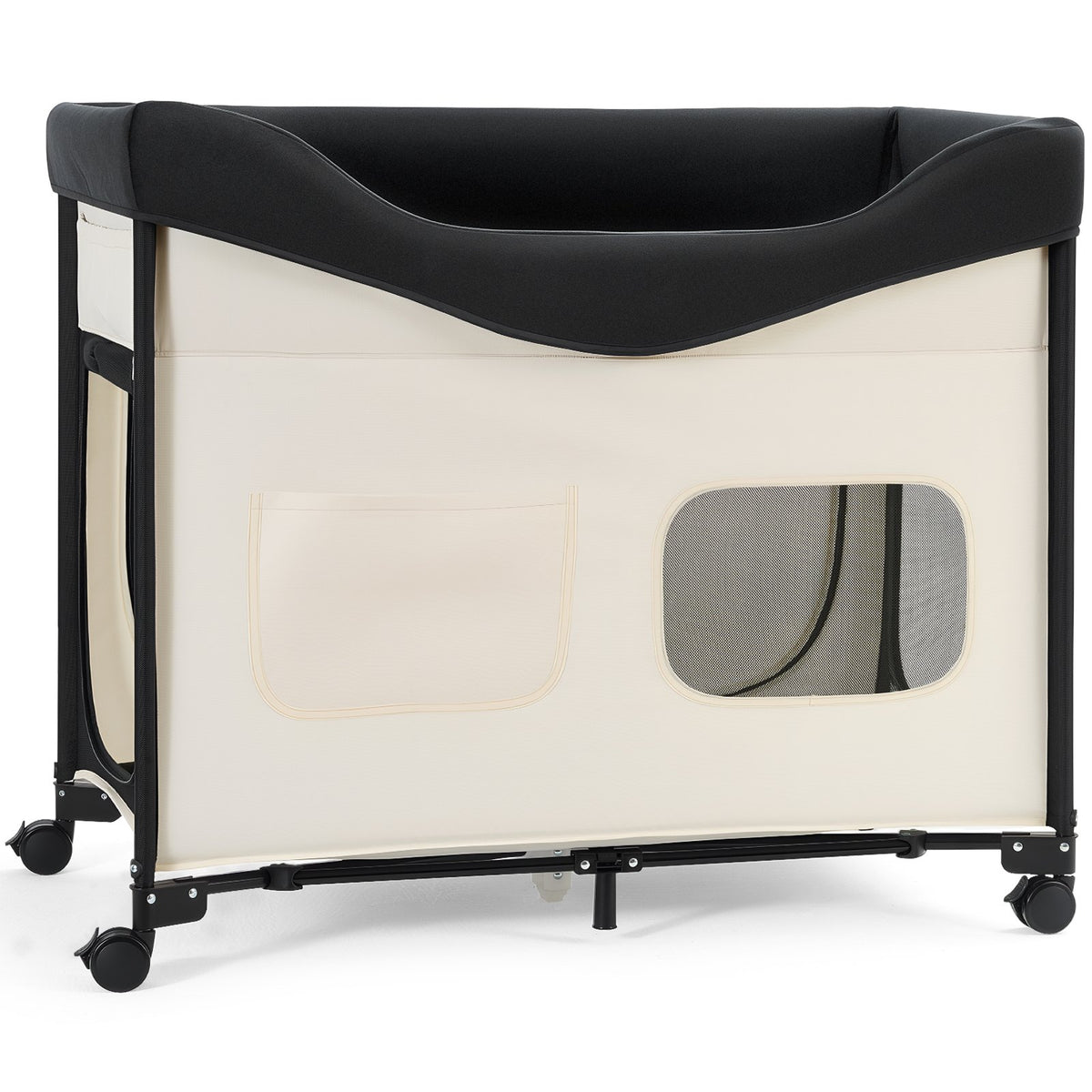Elevated Lounge Pet Bed, Foldable Bunk Dog Bed With 600D Oxford Cloth And Dutch Velvet, Portable Raised Cot With Wheels,